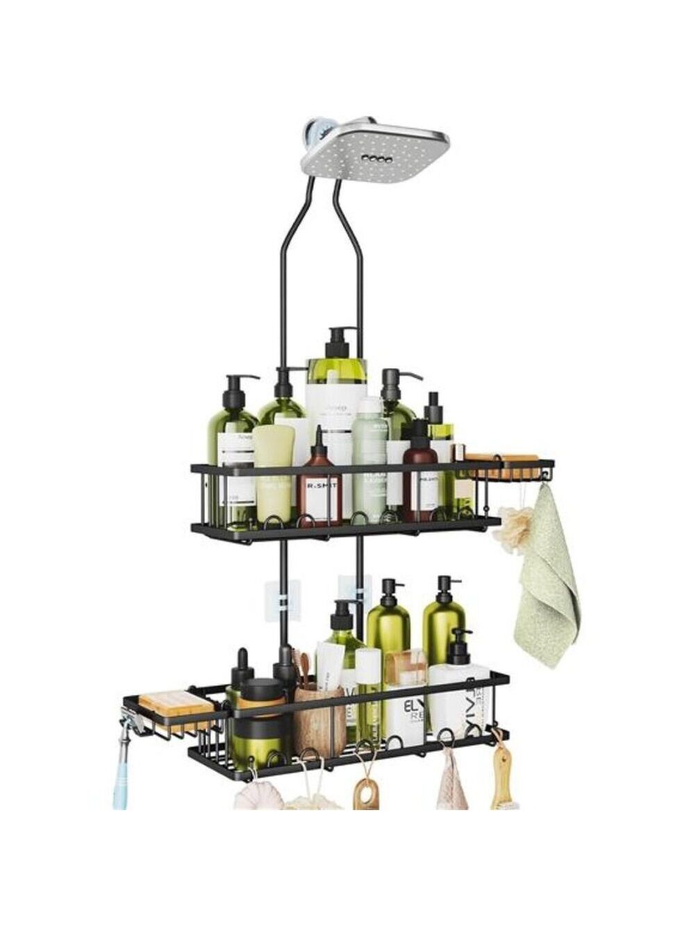 Shower Caddy Over Showerhead Rustproof Adjustable Bathroom Organizer Shelves Hoo